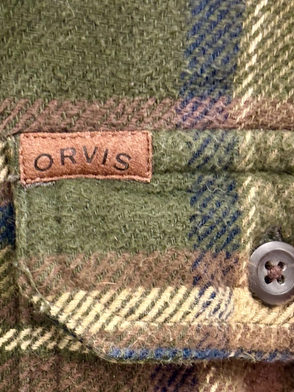 Orvis Olive and Brown Plaid Wool Shirt Jacket - Picture 3 of 7
